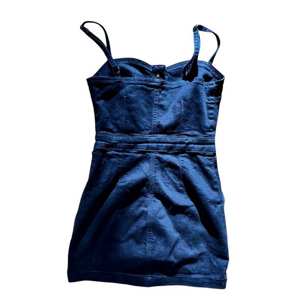 GUESS x Womens Dark Denim Stretchy Denim Mini Dress Button Accents Size 0 - Picture 2 of 7